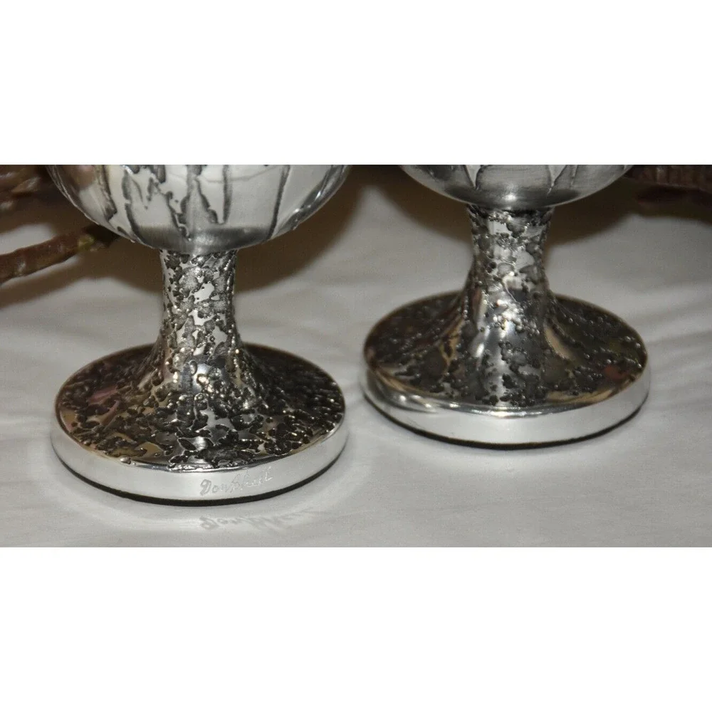 Don Sheil Stalagmite Collectable Metal Wine Whisky Goblets - A Pair Signed
